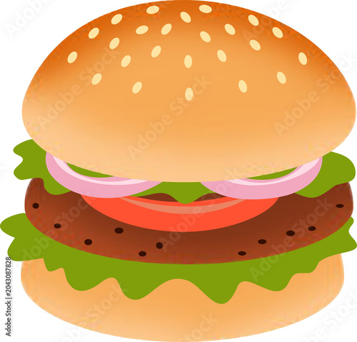 Onion Beef Burger Illustration