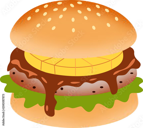 Pineapple BBQ Burger Illustration