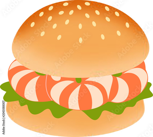 Shrimp Burger Illustration