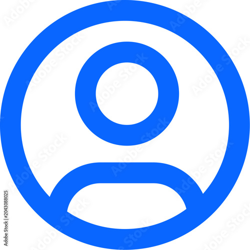 Blue outline user profile icon for social media app interface