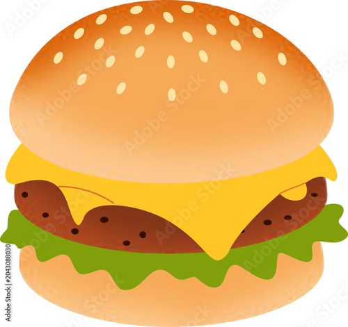 Simple Beef Cheeseburger Illustration