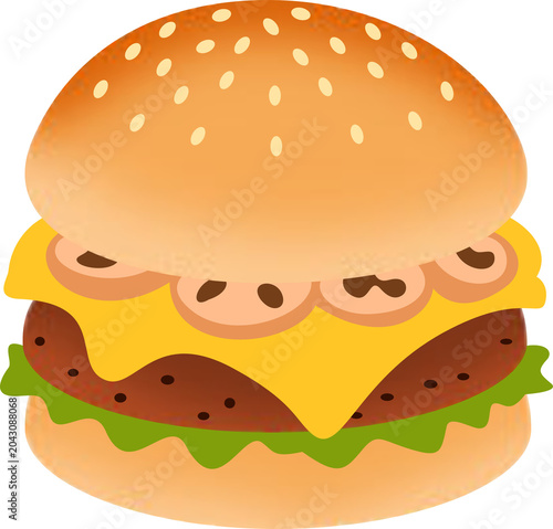 Mushroom Cheeseburger Illustration