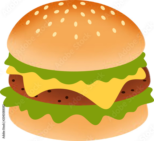 Simple Cheese Beef Burger Illustration