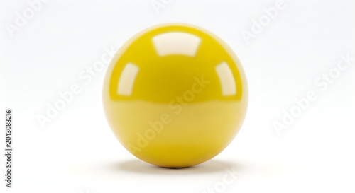 Shiny yellow ball on white background, isolated studio shot.