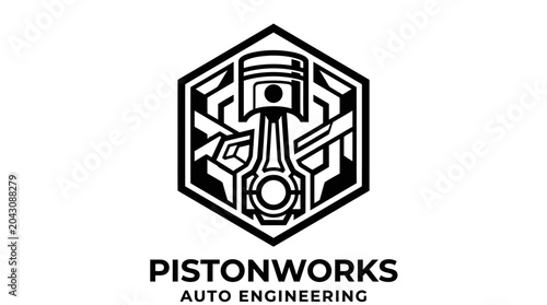 Bild auf Leinwand Pistonworks Auto Engineering Logo Design.