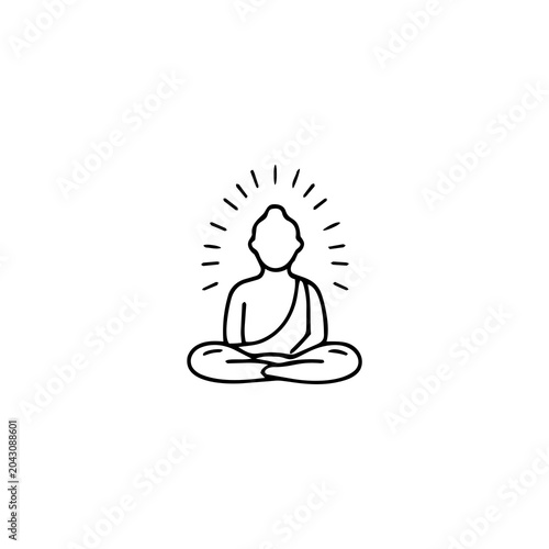 Meditation, yoga, mindfulness, Buddhist icon, line art
