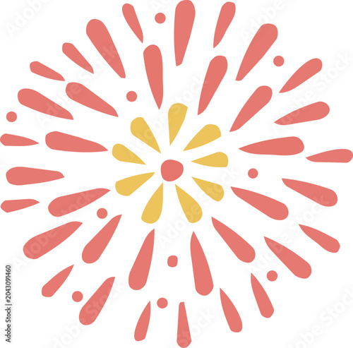 赤の花火　フラットシンプルなイラスト
