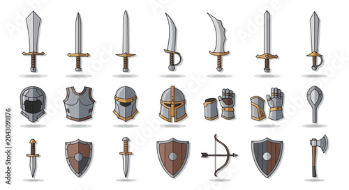 Bild auf Leinwand Medieval swords and armor accessories.