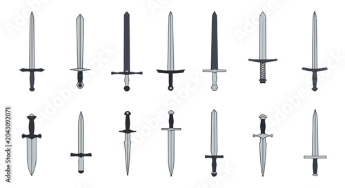 Tableau sur toile Collection of various medieval swords.