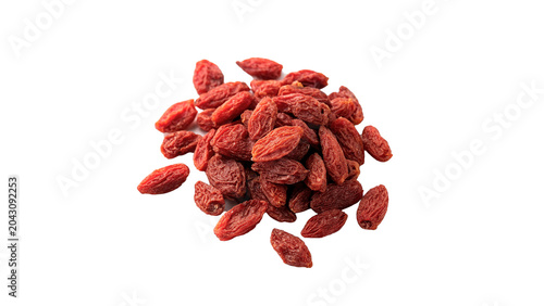 Foto Group of natural dry goji berries heap healthy organic superfood on transparent
