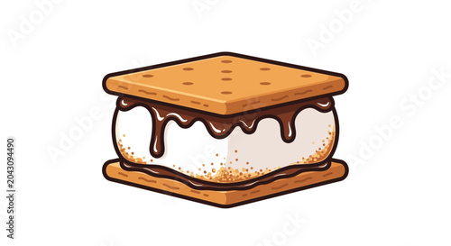 Photos Delicious S'more Illustration with Melted Chocolate and Toasted Marshmallow