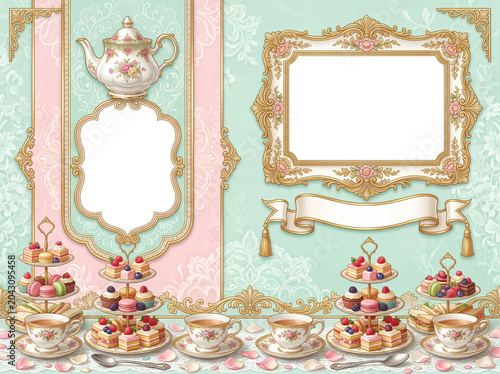 Tea party photo frame template png 