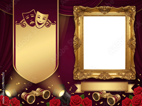 Theater drama production frame PNG template 