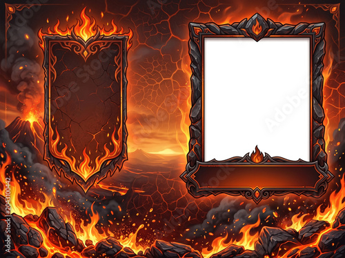 Volcanic fire frame template png 