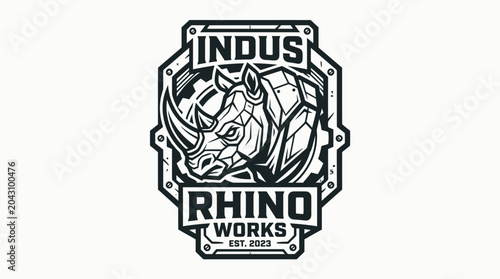 Foto Black and white rhino logo.