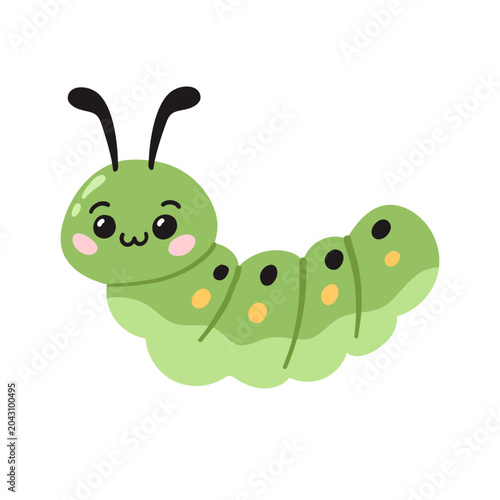 Cute kawaii caterpillar. Vector illustration  