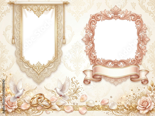 Wedding layout PNG Frame Template stylish design 
