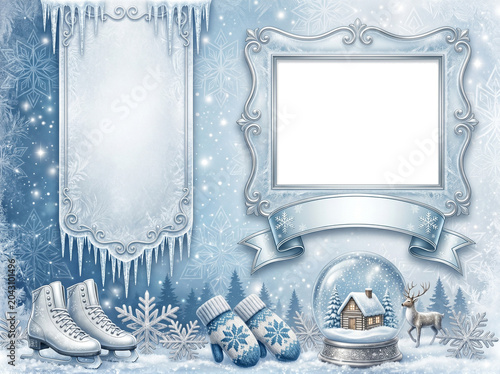 Wonderland winter stylish layout PNG Frame Template 