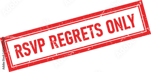Canvastavla Distressed red rubber stamp impression with the words RSVP regrets only for even