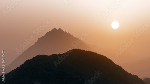 arafat pilgrimage background, mountain silhouette, spiritual sunrise scene