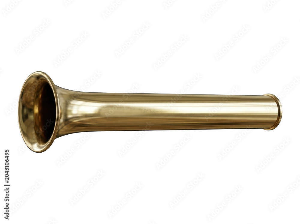 Obraz premium Brass or gold-plated funnel with a flared rim and cylindrical body isolated on white.