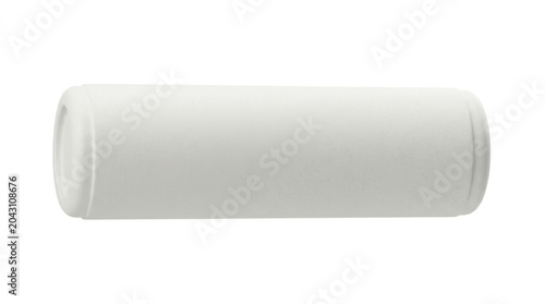 Cylindrical white plastic tube with smooth surface on a plain background.
