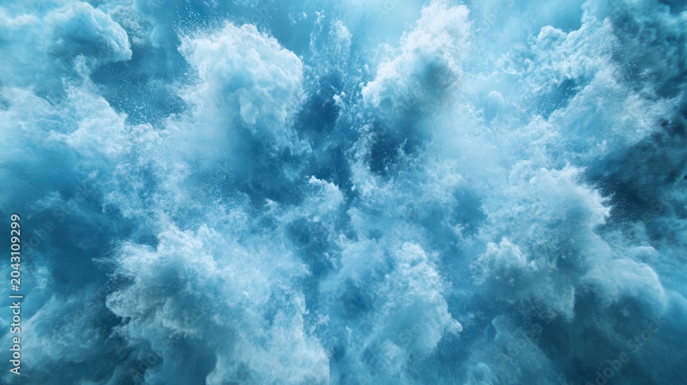 Fototapeta premium Dynamic Blue Abstract Water Texture with Fluid Motion and Frothy Bubbles