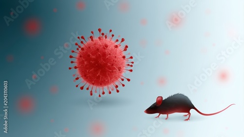 hantavirus medical infographic, microscopic pathogen particles, healthcare awareness design