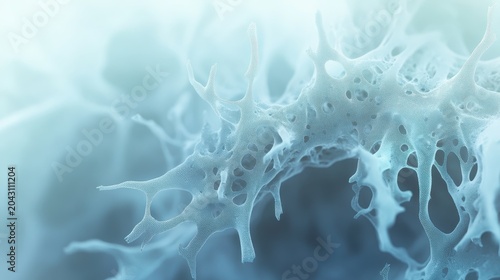 Abstract neural network graphic representing artificial intelligence in cybersecurity with flowing data streams and soft blue light