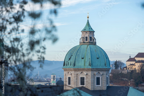 The Salzburg Cathedral or Dom zu Salzburg in the old town Salzburg, Austria