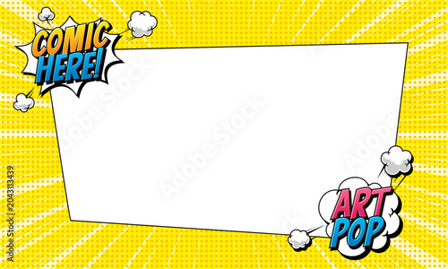 Blank comic frame with yellow background