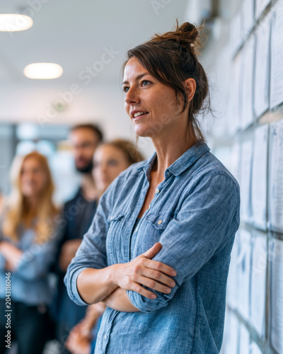 Confident Female Business Leader Standing with Team
