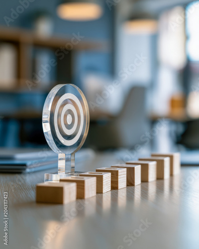 Target Goal on Wooden Blocks as Business Success Concept