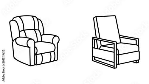 Canvastavla Recliner Chair icon line art vector illustration design