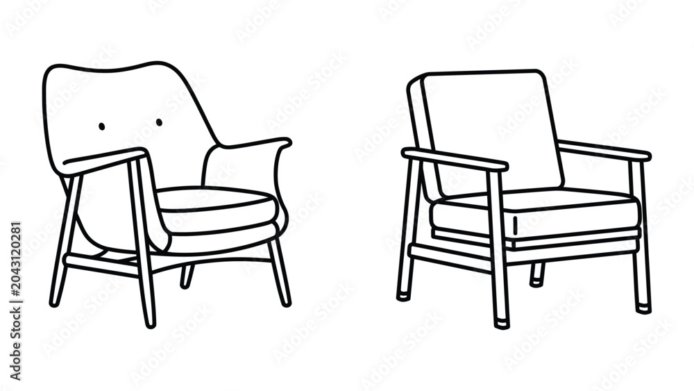 Fototapeta premium Scandinavian Armchair icon line art vector illustration design