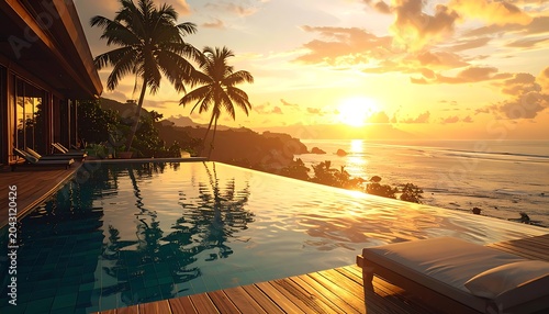 A serene infinity pool overlooking the ocean at sunset (258)