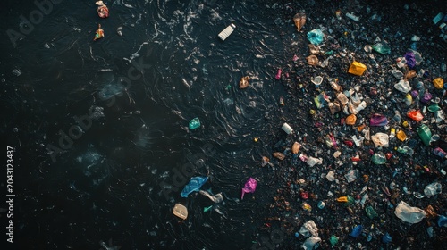 Oceanic Plastic Pollution Drifting Near a Rocky Coastline with Debris in the Surf