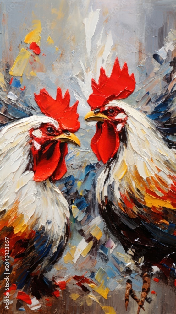 Fototapeta premium Cockfighting chicken poultry animal.