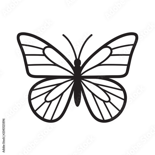 Simple Black Butterfly Line Art Illustration