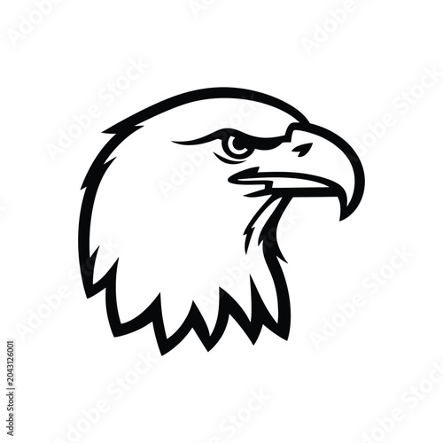Black and white eagle head illustration
