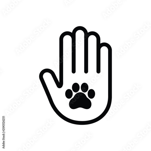 Hand with animal paw print symbol