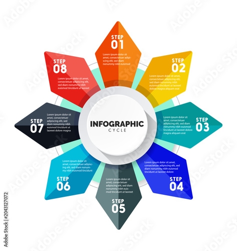 Quadro su tela 8 Petals Flower Star Origami Business Infographic Template