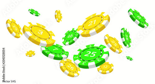 Εκτύπωση καμβά Colorful poker chips falling down.