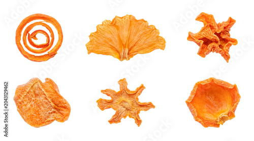 Photos Assorted dried papaya slices, a vibrant and healthy tropical fruit snack, photographed on a transparent background