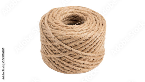 Obraz na plátně Roll of natural brown jute twine string cord rope spool isolated on transparent