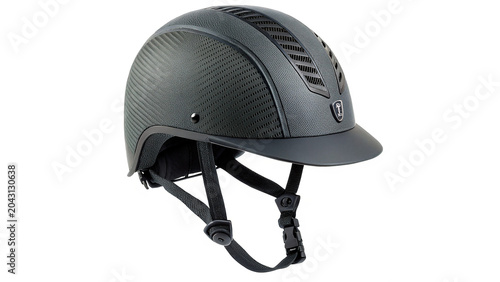 Bild auf Leinwand Professional grey leather equestrian horse riding safety helmet protective gear