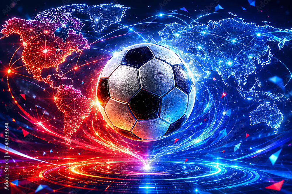 Fototapeta premium Abstract Continental Football Connection Network Background