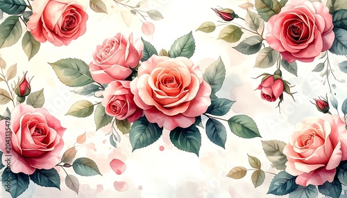 Pink roses floral pattern design.