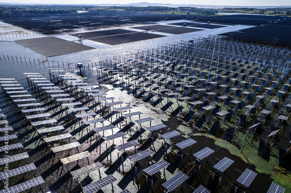 Fototapeta premium Large-scale wind and solar power plants