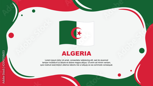 Algeria Flag Abstract Background Flat Design Template. Algeria Independence Day Banner Wallpaper Vector Illustration. Algeria Banner